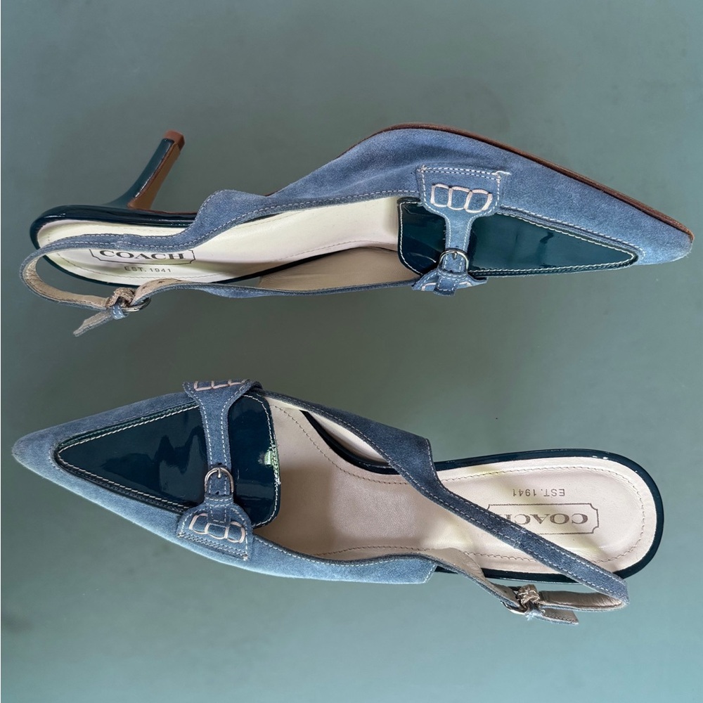 Coach Blue Heels with Modern Slingback Design